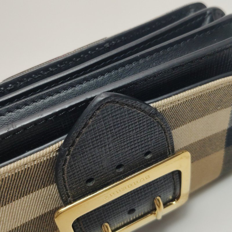 Burberry Buckle牛皮帆布格紋搭扣斜挎包單肩包-28