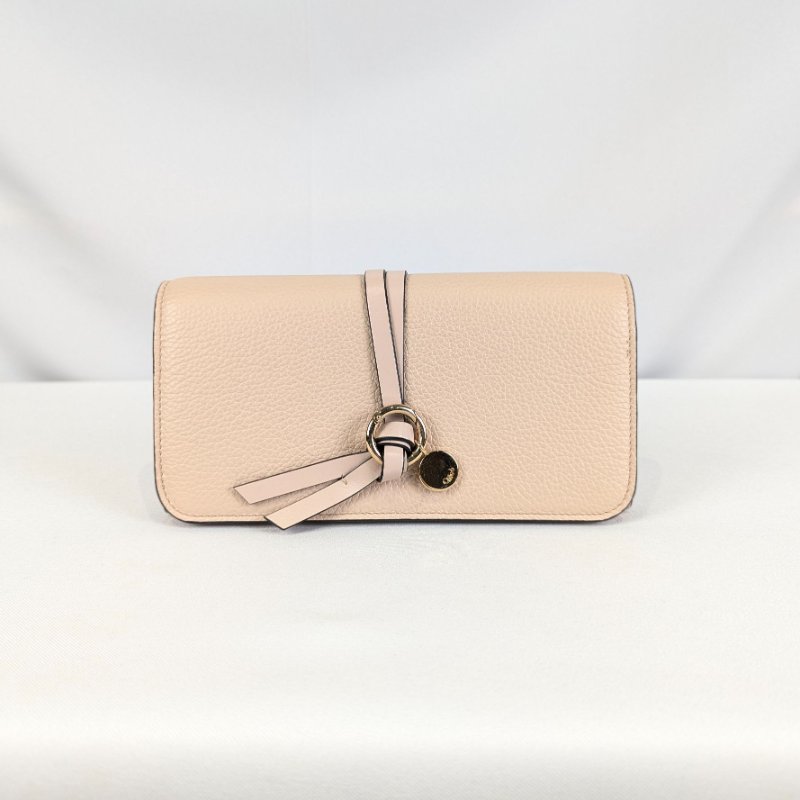 莉亞精品♡Chloe 粉膚色長夾 九新美品-0