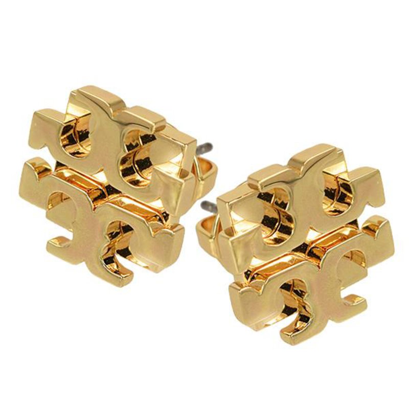 【TORY BURCH】雙T-LOGO造型耳環-金色-0