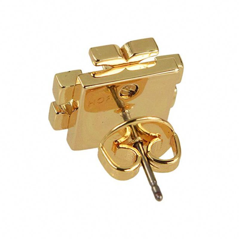 【TORY BURCH】雙T-LOGO造型耳環-金色-3