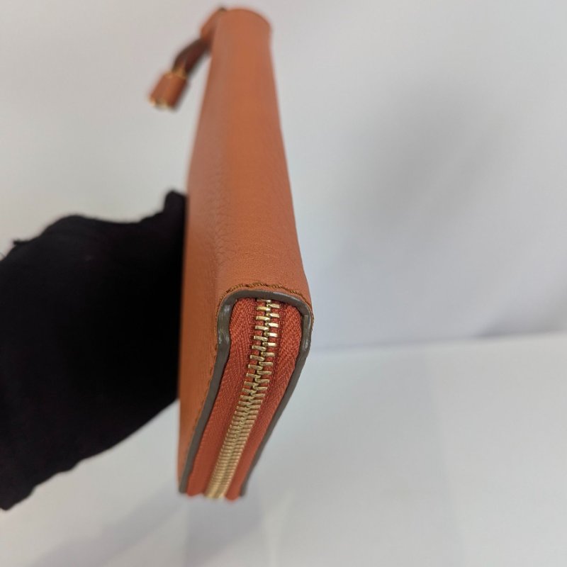 莉亞精品♡Chloe Marcie橘紅長夾 二手美品-4