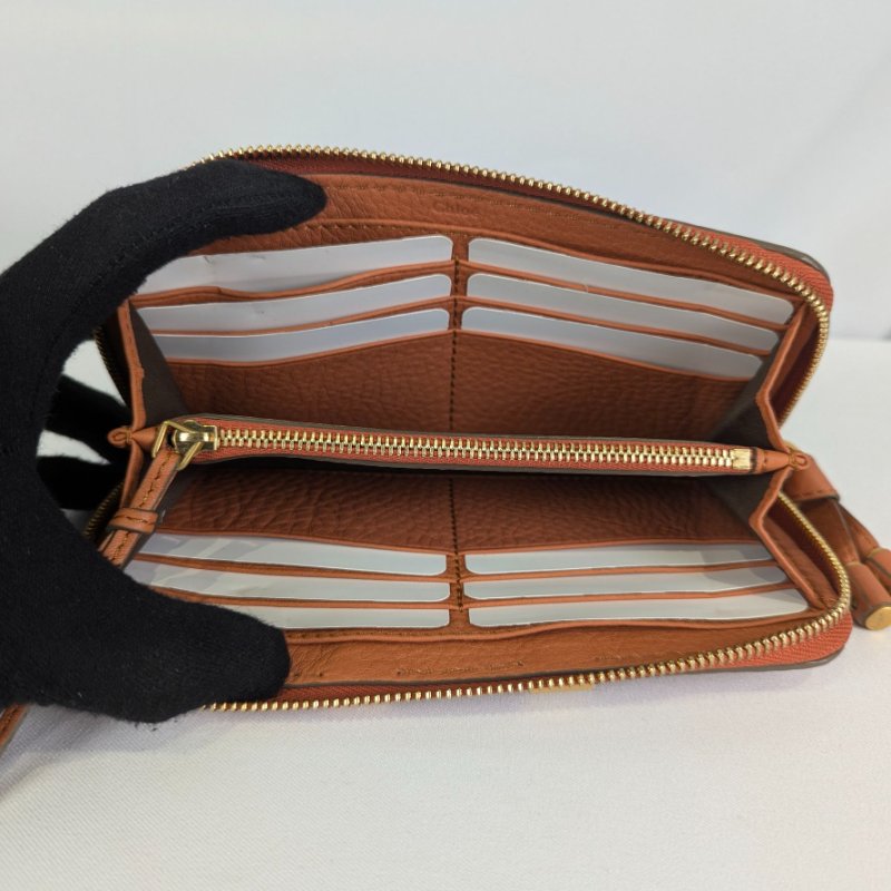 莉亞精品♡Chloe Marcie橘紅長夾 二手美品-9