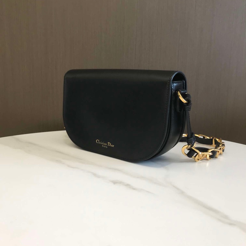 Dior CD Signature黑色光面牛皮 CD压花标志翻盖单肩斜挎包-3