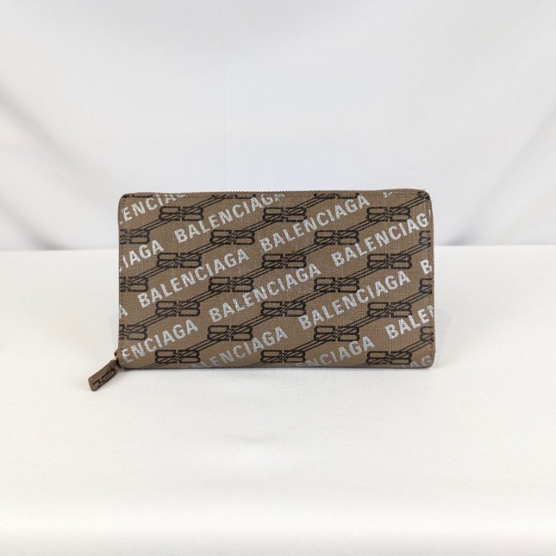 莉亞精品♡Balenciaga 字母滿印駝色長夾 二手美品-0