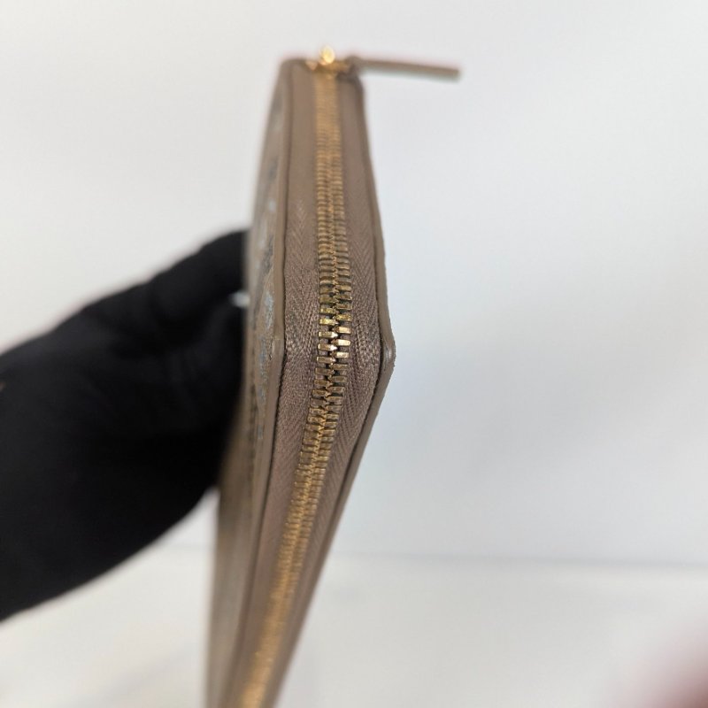 莉亞精品♡Balenciaga 字母滿印駝色長夾 二手美品-8