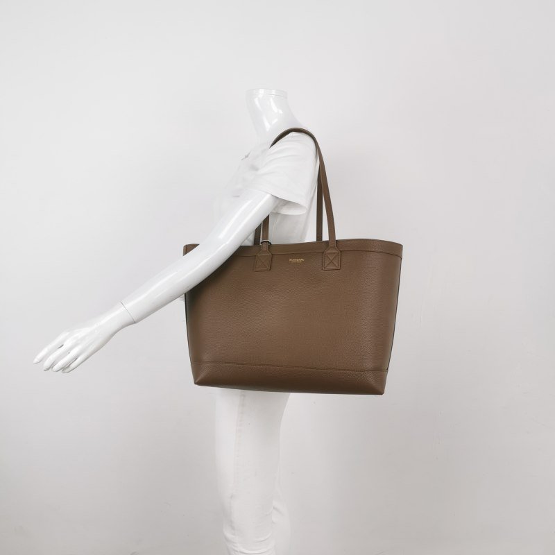 Burberry 牛皮纯色字母Logo托特包单肩包-1