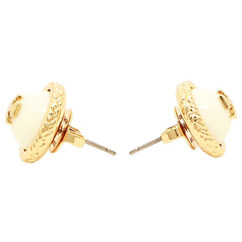 【TORY BURCH】雙T-LOGO耳環-米白-2