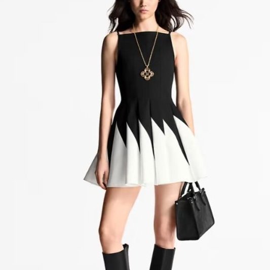 莉亞精品♡LV 黑白拼接魚尾裙 尺碼36 近新美衣-4