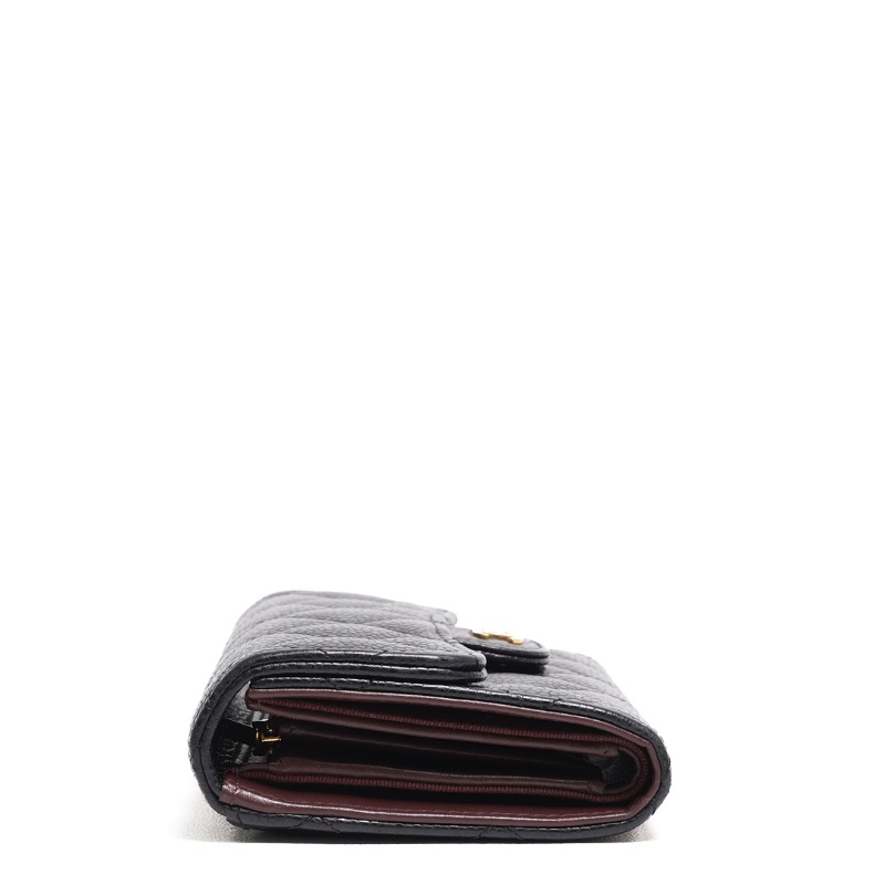 CHANEL 經典金色CC Logo 牛皮三折翻蓋中夾(黑色) 芯片款-3