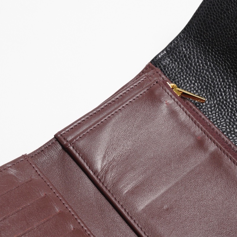 CHANEL 經典金色CC Logo 牛皮三折翻蓋中夾(黑色) 芯片款-14