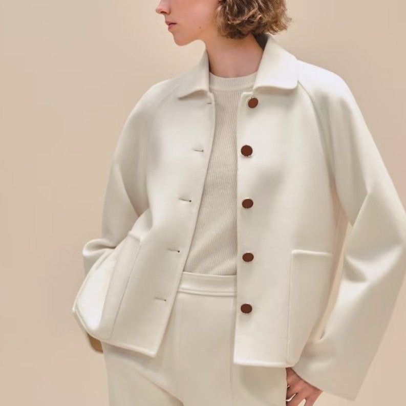 莉亞精品♡Hermes 喀什米爾落肩羊絨外套 尺碼36 近新美衣-0