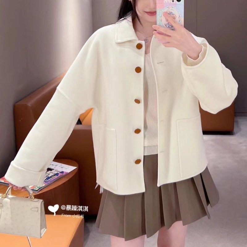 莉亞精品♡Hermes 喀什米爾落肩羊絨外套 尺碼36 近新美衣-2