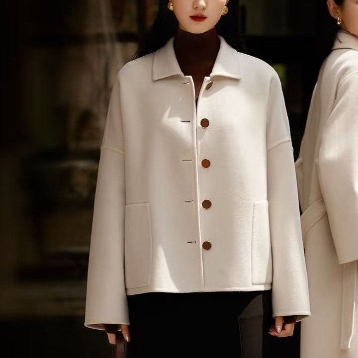 莉亞精品♡Hermes 喀什米爾落肩羊絨外套 尺碼36 近新美衣-3