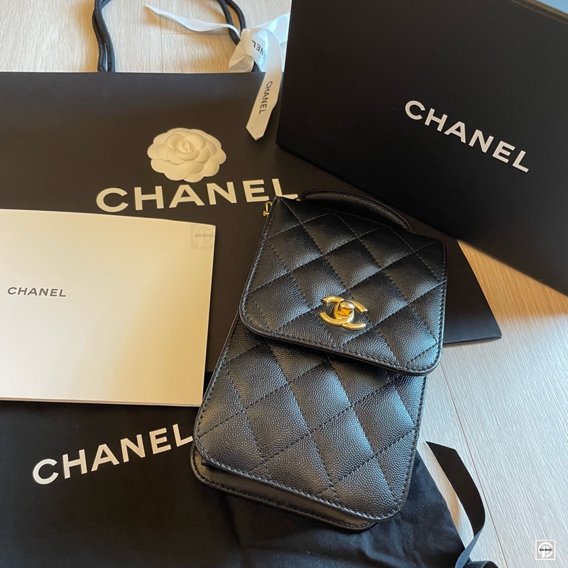（年末降價衝評價檔期後回調168000） CHANEL Caviar Leather 荔枝皮 黑金小包/手機包-1