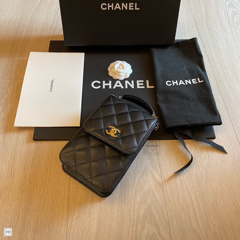 （年末降價衝評價檔期後回調168000） CHANEL Caviar Leather 荔枝皮 黑金小包/手機包-3