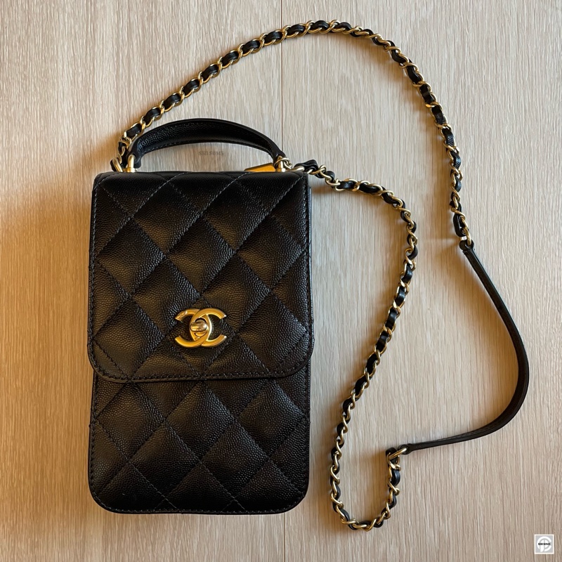 （年末降價衝評價檔期後回調168000） CHANEL Caviar Leather 荔枝皮 黑金小包/手機包-5