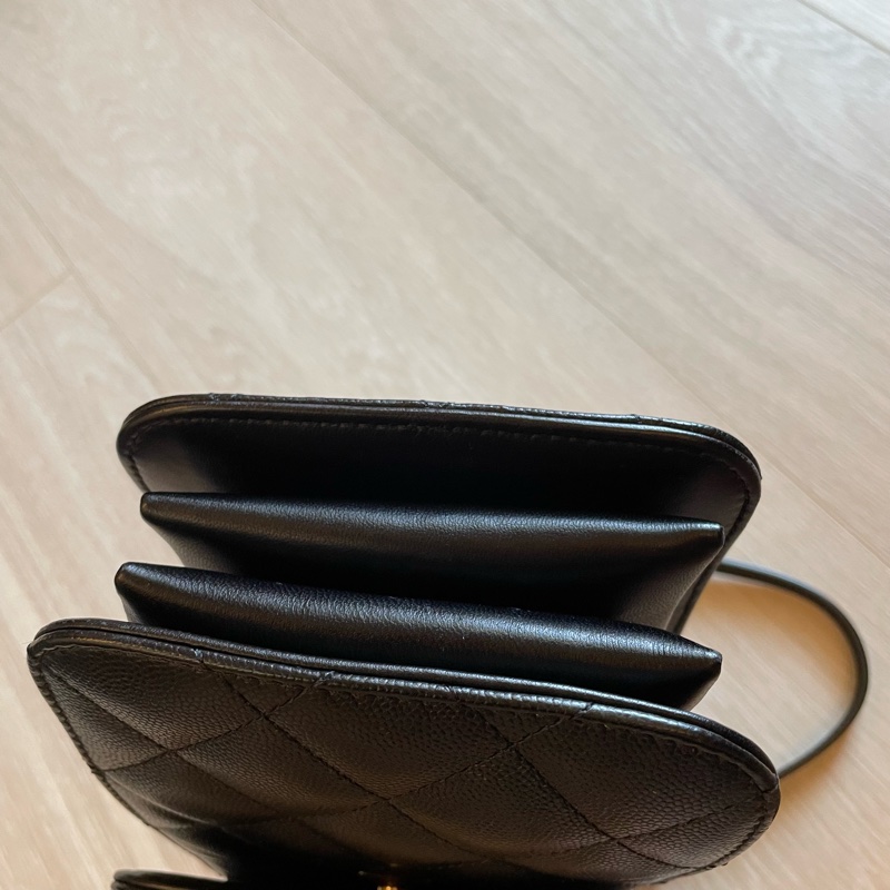 （年末降價衝評價檔期後回調168000） CHANEL Caviar Leather 荔枝皮 黑金小包/手機包-7