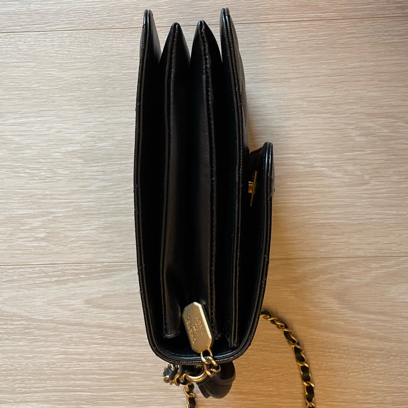 （年末降價衝評價檔期後回調168000） CHANEL Caviar Leather 荔枝皮 黑金小包/手機包-10