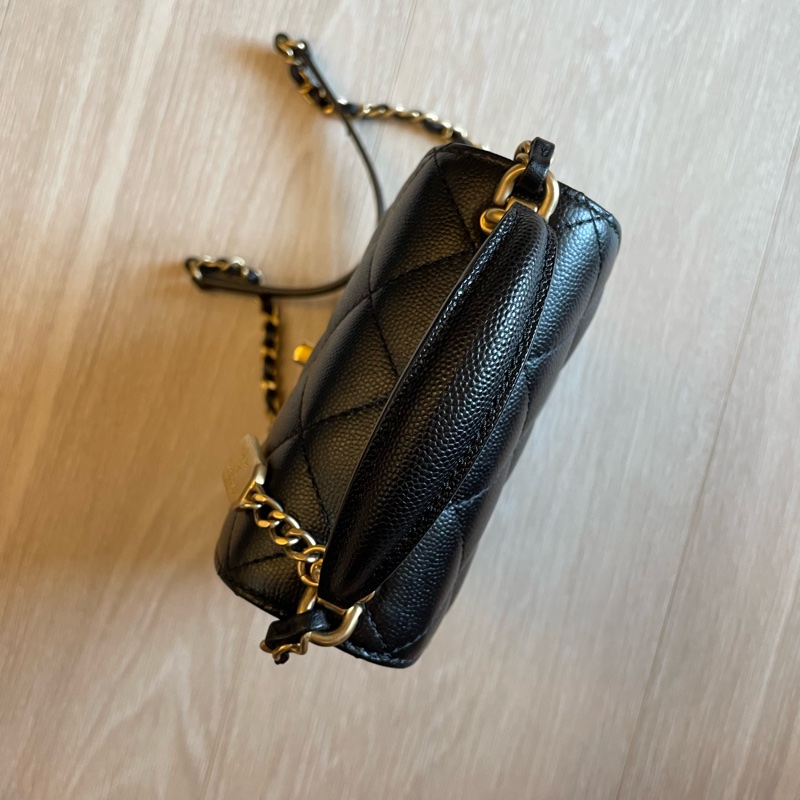 （年末降價衝評價檔期後回調168000） CHANEL Caviar Leather 荔枝皮 黑金小包/手機包-23