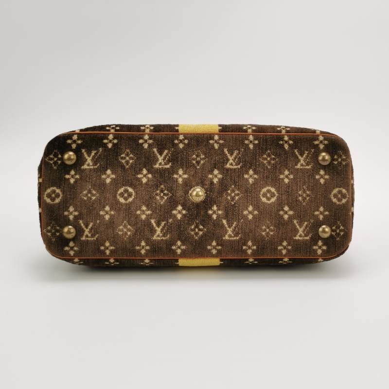 Louis Vuitton (LV) Trompe L'Oeil L'ngenieux 鱷魚皮絨布植鞣革拼色老花中古手提包-5