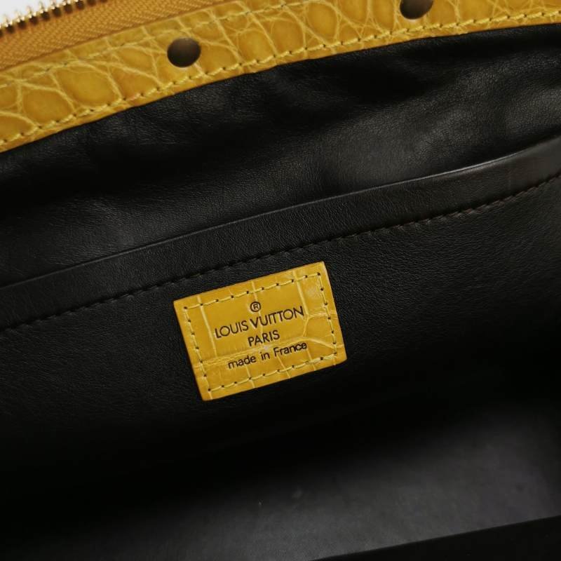 Louis Vuitton (LV) Trompe L'Oeil L'ngenieux 鱷魚皮絨布植鞣革拼色老花中古手提包-7