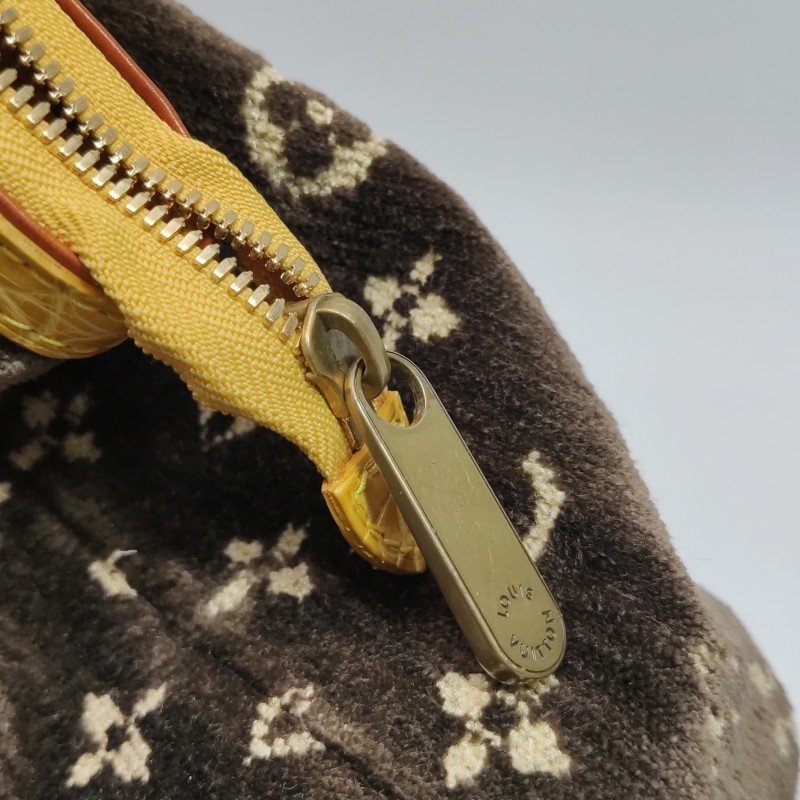 Louis Vuitton (LV) Trompe L'Oeil L'ngenieux 鱷魚皮絨布植鞣革拼色老花中古手提包-12