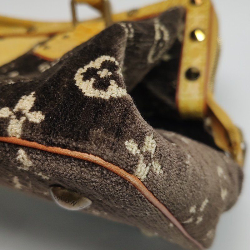 Louis Vuitton (LV) Trompe L'Oeil L'ngenieux 鱷魚皮絨布植鞣革拼色老花中古手提包-14