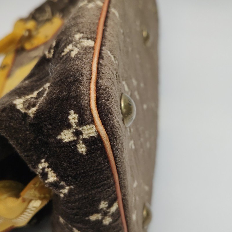 Louis Vuitton (LV) Trompe L'Oeil L'ngenieux 鱷魚皮絨布植鞣革拼色老花中古手提包-15