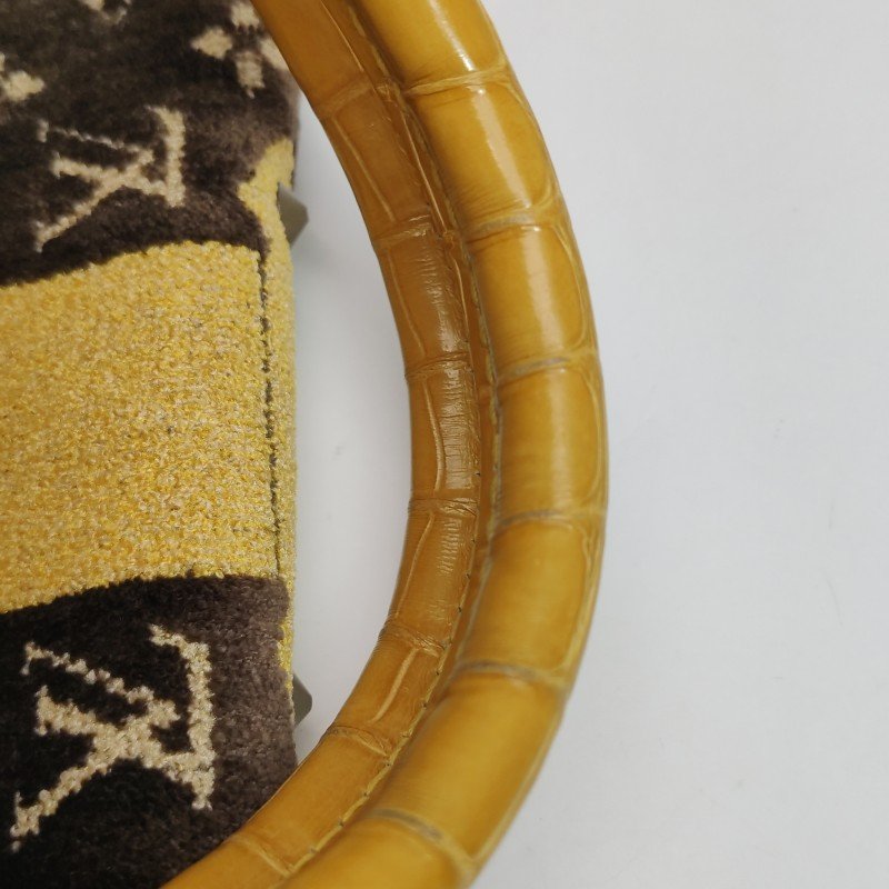 Louis Vuitton (LV) Trompe L'Oeil L'ngenieux 鱷魚皮絨布植鞣革拼色老花中古手提包-21