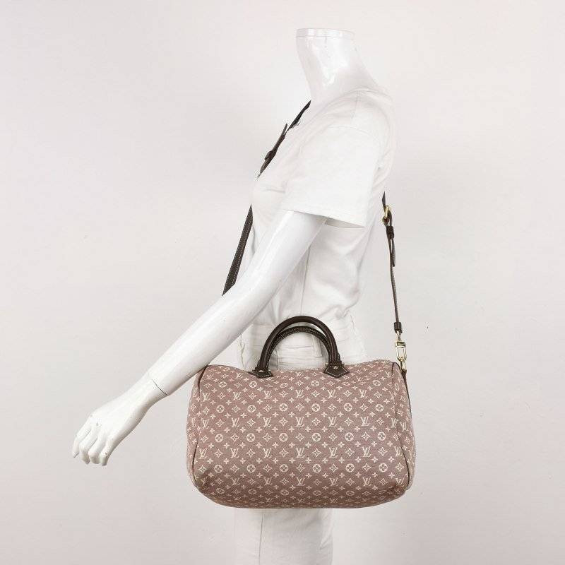 Louis Vuitton (LV) Speedy 30 牛皮帆布丹宁老花波士顿包斜挎包单肩包-1