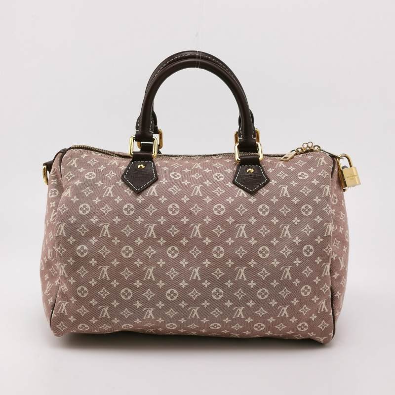 Louis Vuitton (LV) Speedy 30 牛皮帆布丹宁老花波士顿包斜挎包单肩包-4