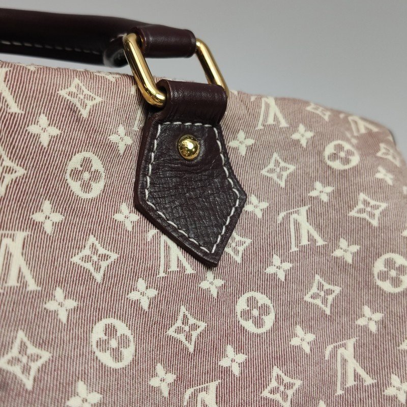 Louis Vuitton (LV) Speedy 30 牛皮帆布丹宁老花波士顿包斜挎包单肩包-18