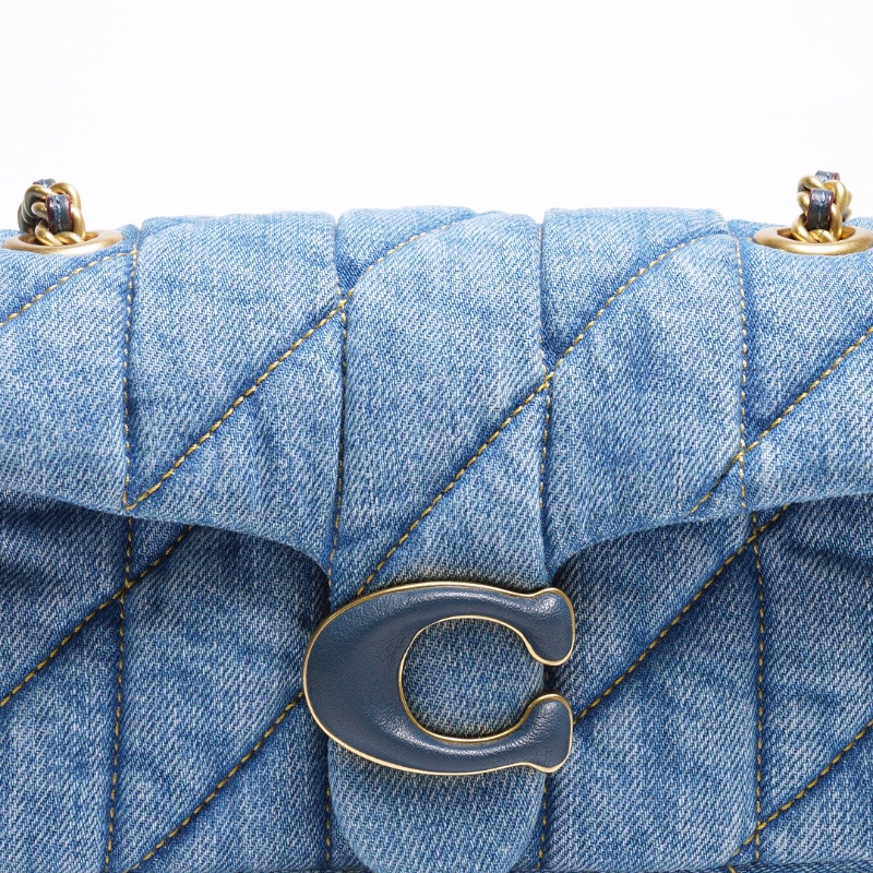 COACH TABBY 20 絎縫牛仔帆布鏈帶肩背/斜背翻蓋兩用包-丹寧藍色-4