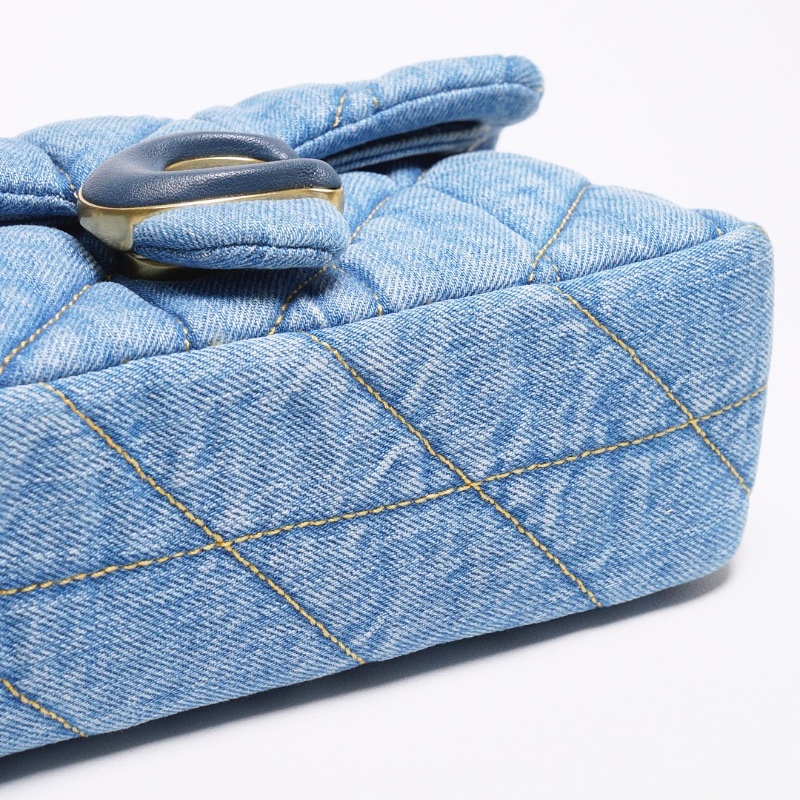 COACH TABBY 20 絎縫牛仔帆布鏈帶肩背/斜背翻蓋兩用包-丹寧藍色-17