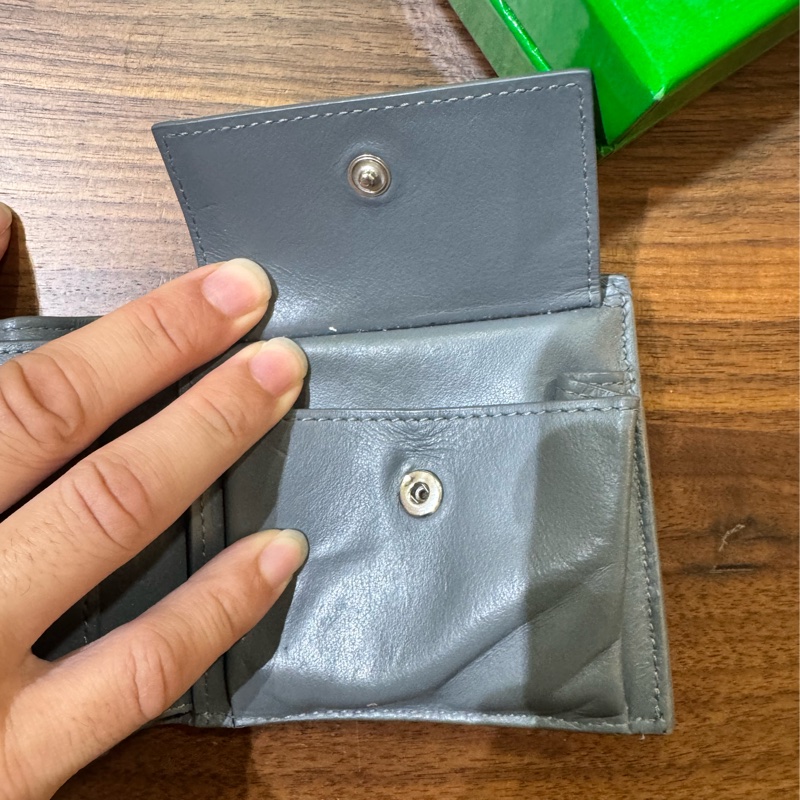 BOTTEGA VENETA 寶緹嘉 BV Cassette Bifold 牛皮 經典大編織 短夾 卡夾 皮夾 灰色 743004-5