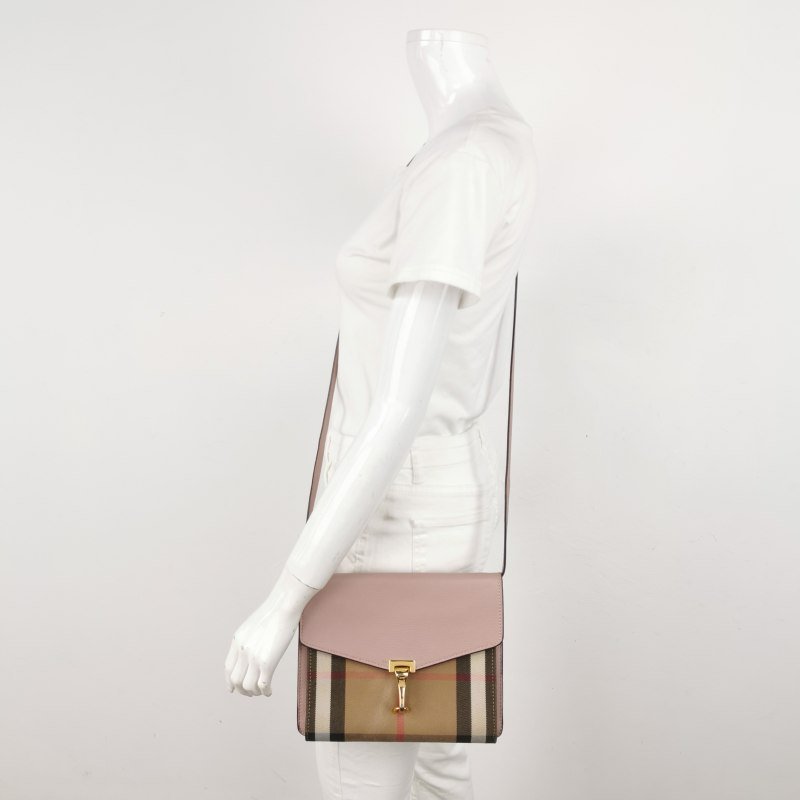 Burberry Macken牛皮帆布拼色格纹斜挎包单肩包-1