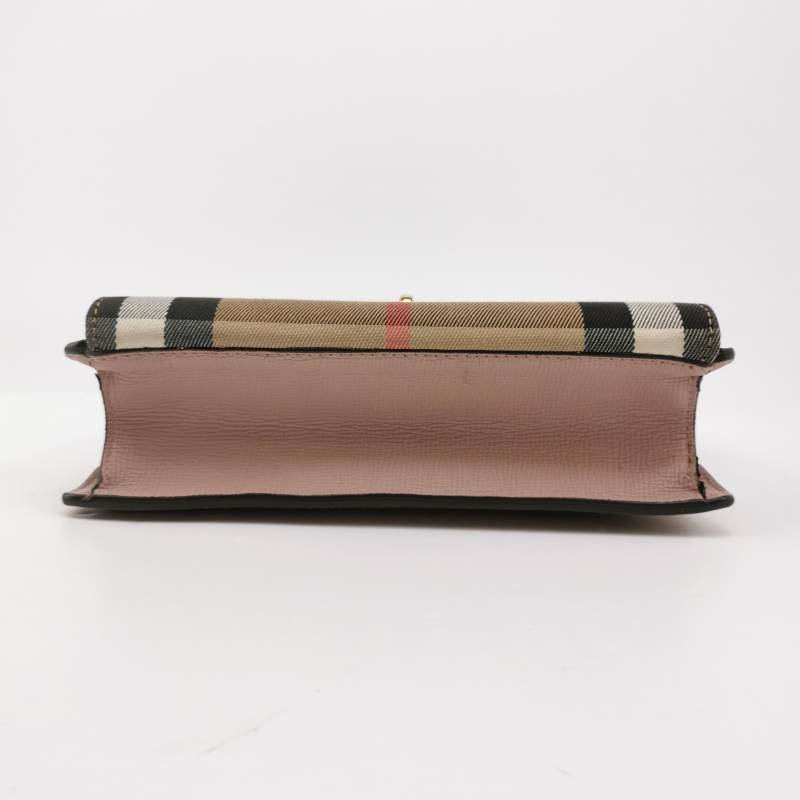 Burberry Macken牛皮帆布拼色格纹斜挎包单肩包-5