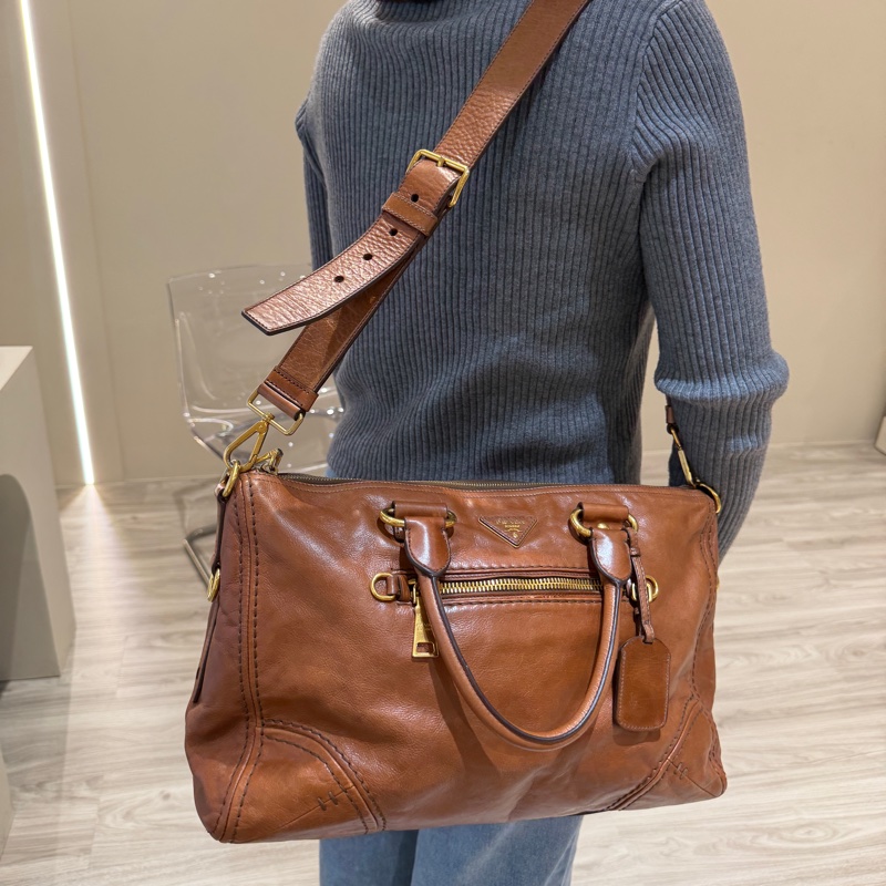 Prada 棕色公事包💼帶你賺大錢！💰💰來運轉-1