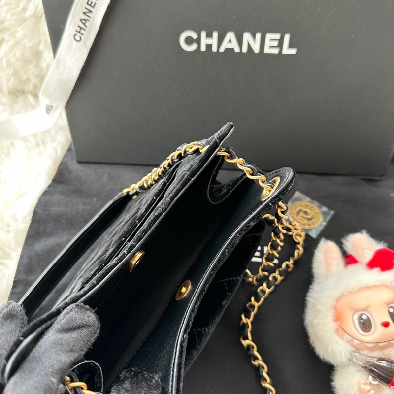 【配件:防塵袋 💕】Chanel 23b 天貓精靈 小號 黑金 絲絨-5