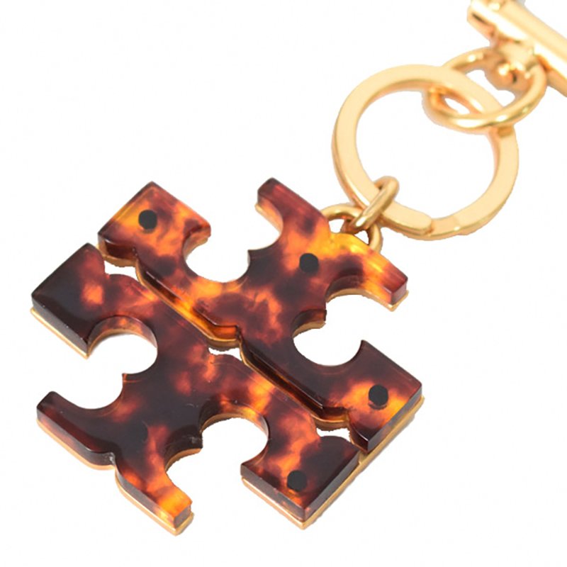 【TORY BURCH】雙T-LOGO造型鑰匙圈-琥珀色-4