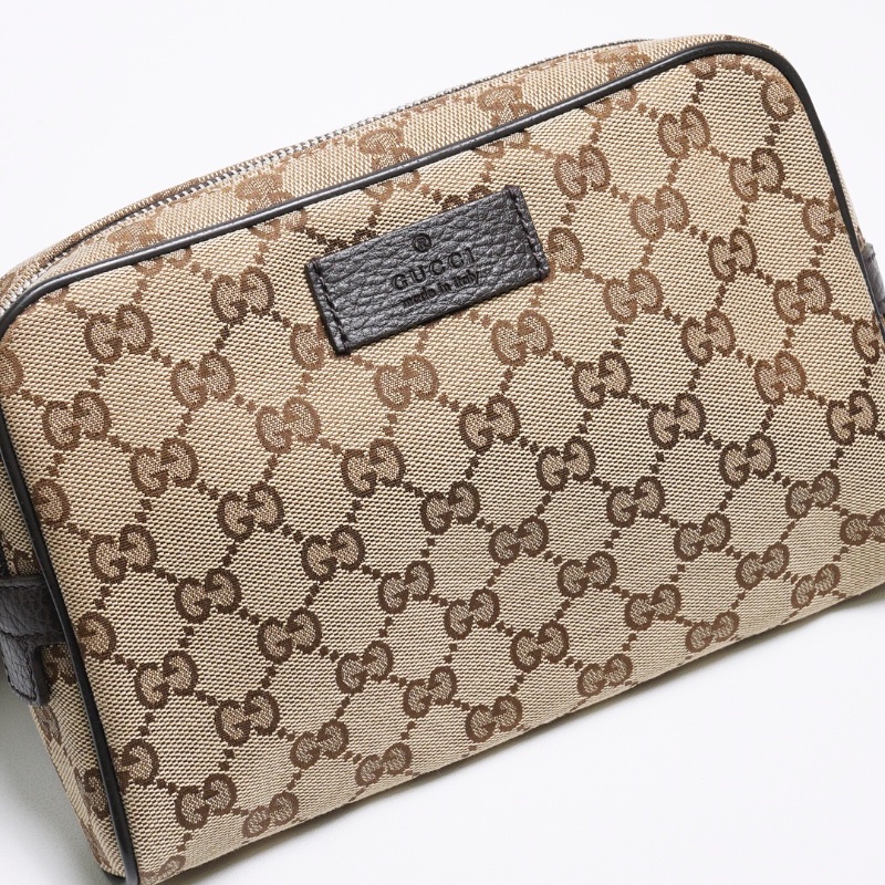 GUCCI 皮革拼緹花布腰包 胸口包-8