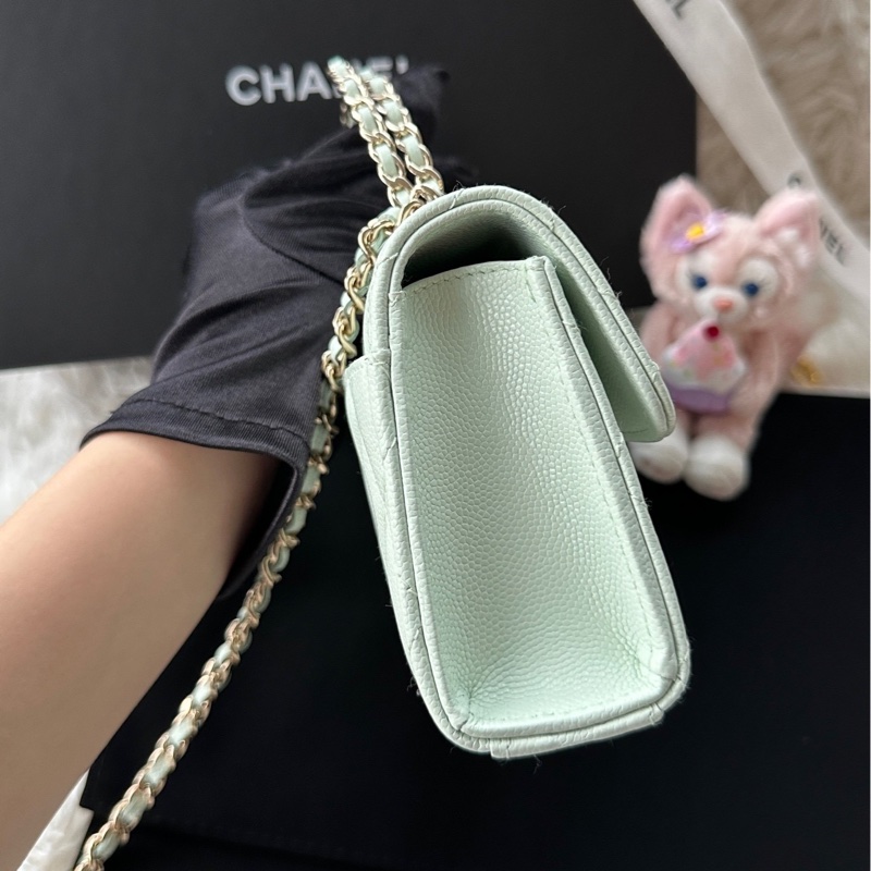 【配件:防塵袋 小票 💕】Chanel 25s 手柄Kelly 淡綠色 手提包 斜挎包 單肩包-2