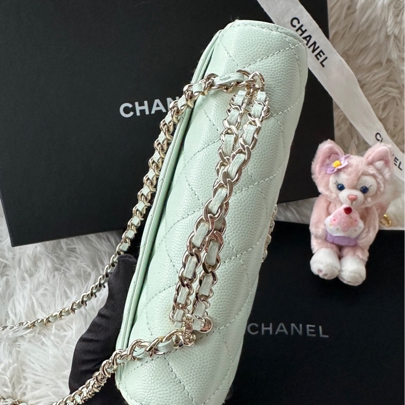 【配件:防塵袋 小票 💕】Chanel 25s 手柄Kelly 淡綠色 手提包 斜挎包 單肩包-3