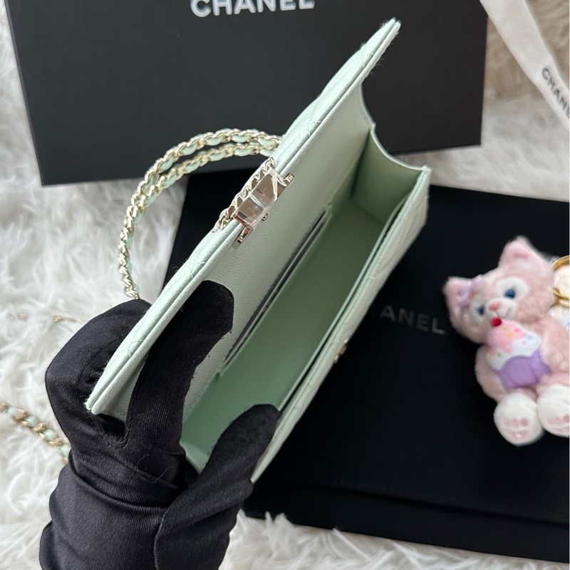 【配件:防塵袋 小票 💕】Chanel 25s 手柄Kelly 淡綠色 手提包 斜挎包 單肩包-4