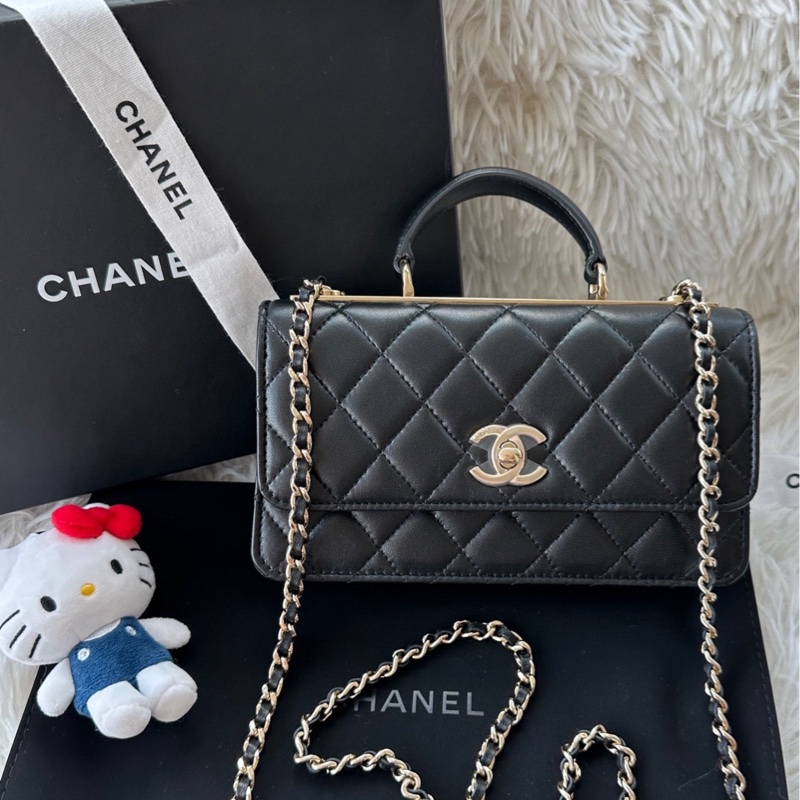 【配件：帶票大全套 💕】Chanel 25S trendy cc 風琴 黑金 黑色 金扣 小羊皮 手提 單肩 斜挎-0