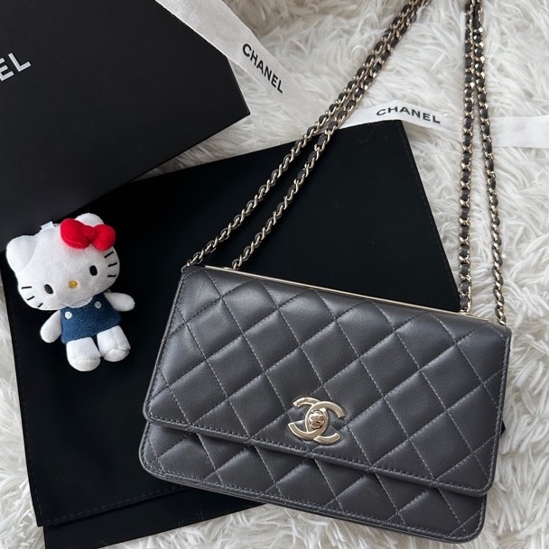 【配件：帶票大全套 💕】Chanel trendy cc woc 深灰色 斜挎包 單肩包-1