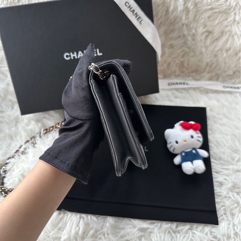 【配件：帶票大全套 💕】Chanel trendy cc woc 深灰色 斜挎包 單肩包-3
