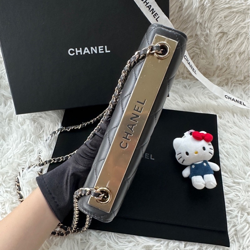 【配件：帶票大全套 💕】Chanel trendy cc woc 深灰色 斜挎包 單肩包-4