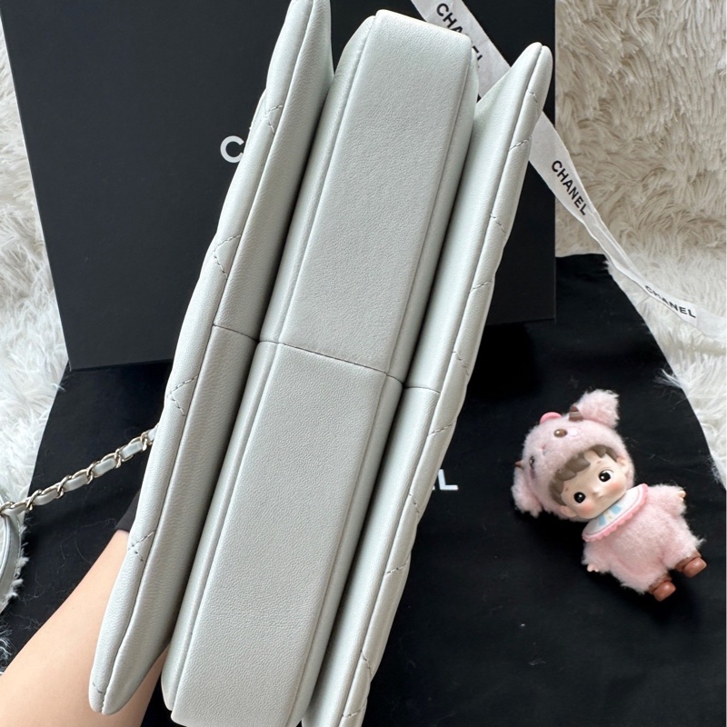 【配件：防塵袋 】 Chanel 23s Trendy Cc 皮穿鏈扣 淺灰色 中號-4