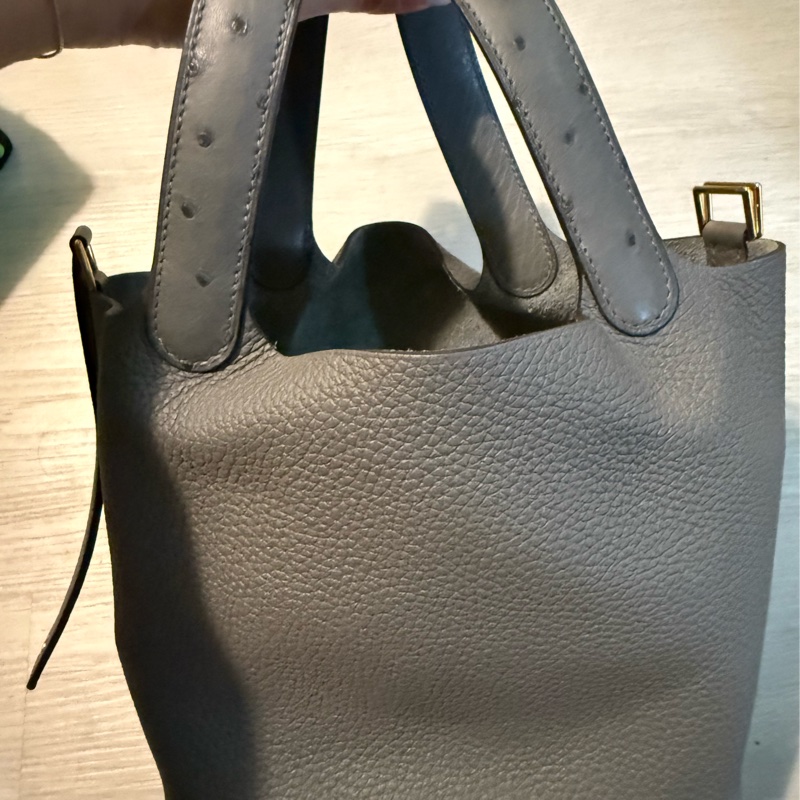 （超稀有🔥）hermes Picotin 18菜籃包手把拼皮鴕鳥皮 愛馬仕 稀有皮 前年購買專櫃原價！不用配貨！-3